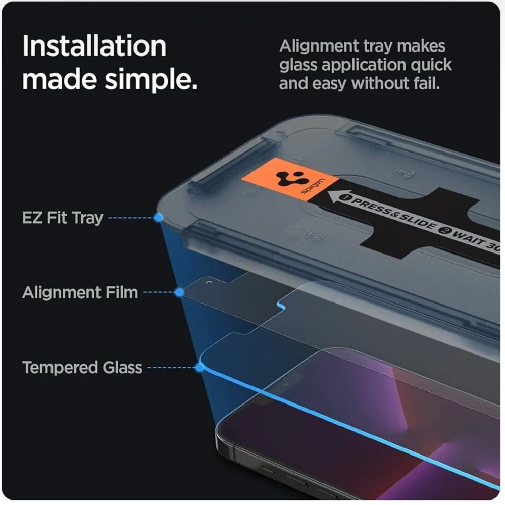 Spigen screen protector iPhone 14 Plus 13 pro max 2 PACK TEMPERED GLASS NEW!
